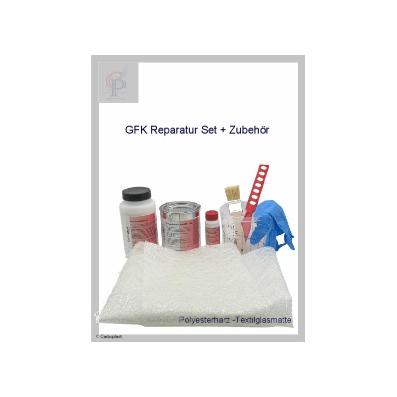 GFK-Reparatur Set (Textilglasmatte, Polyesterharz) GFK-Reparatur Set (Textilglasmatte, Polyesterharz)