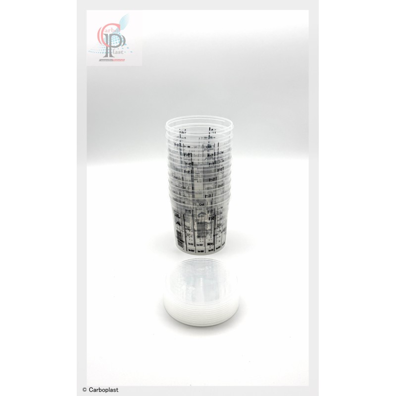 Mischbecher PP 385ml mit Deckel, 10 Stück